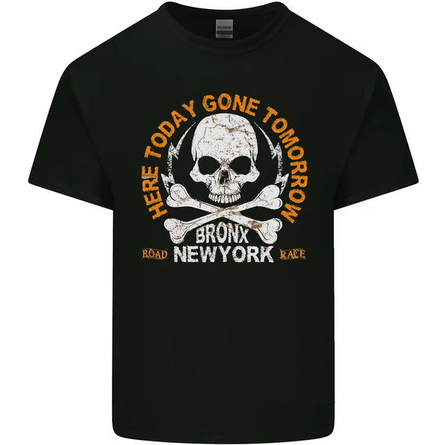 Biker Skull Here Today Motorbike Motorcycle Mens Cotton T-Shirt Tee Top