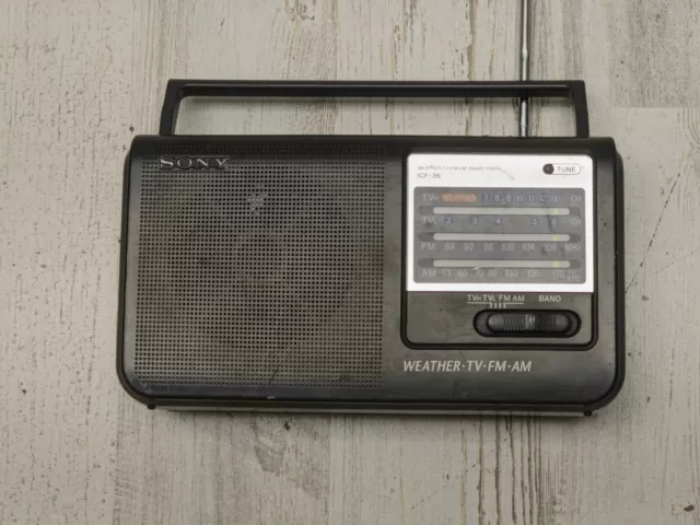 Sony ICF-36 Portable 4 Band Radio AM FM TV Weather (TESTED)