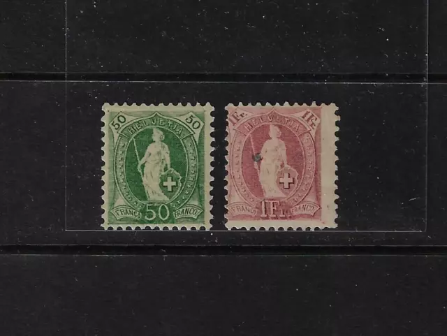 Schweiz 1891 50c & 1 Franken Perf 11 1/2 X 11 Sc 96 & 87a Minze mit Scharnier 1