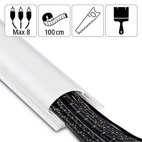 Hama Chemin de câble (en PVC, semi-circulaire, 100 x 7 x 2,1 cm) Blanc 2