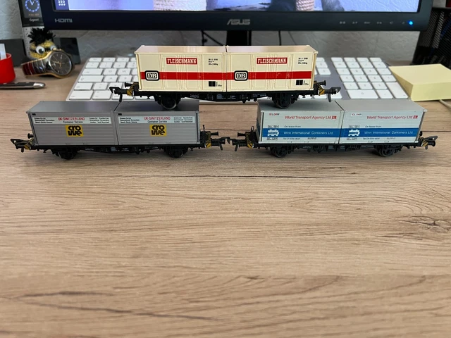 Wagon Fleischmann H0 81 5243 K - Transport Conteneur Munich 2001 - Comme Neuf (OVP)