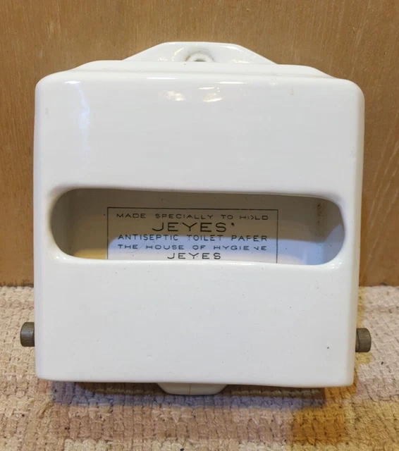 VINTAGE CERAMIC TOILET Paper Roll Dispenser Jeyes Toilet Tissue Holder