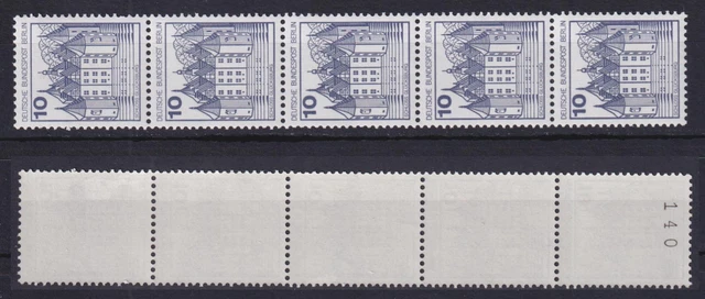 Berlin 532 I RM 5er Streifen mit gerader Nr. Burgen+Schlösser 10 Pf postfrisch