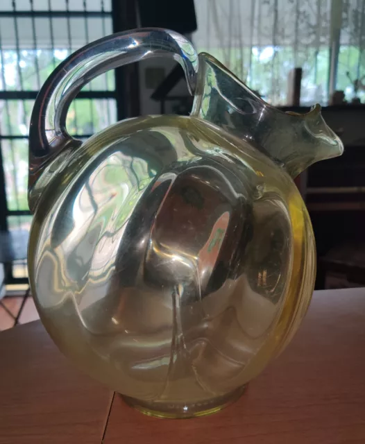 CAMBRIDGE Elegant Glass, GOLD Krystol Yellow 9" Large Ball Pitcher 80 ounces