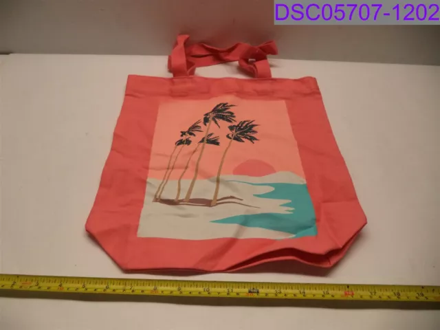 Old Navy Canvas Tote Bag Beach Palm Tree Graphic 14" tall x 13-1/2" L x 4-1/2" w