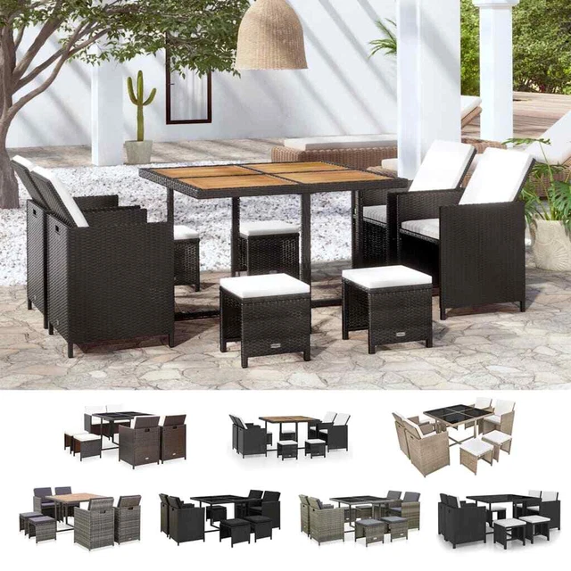 Patio Furniture Set Outdoor Table and Chair Set 9 Piece Poly Rattan vidaXL