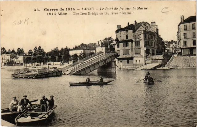 CPA La Guerre 1914 - LAGNY - Le Pont de iron sur la MARNE - 1914 War (436443)