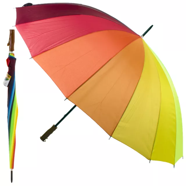 Golfschirm Gross Unisex Vordachschutz Regen Sonne Stark Brolly Mehrfarbig