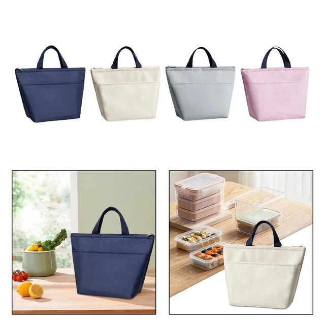 Borsa Termica Per Pranzo Portatile 23x19x13 Cm - Tessuto Oxford Impermeabile Con Tasca Frontale, Per Lavoro, Scuola E Picnic (Blu Navy) - 3