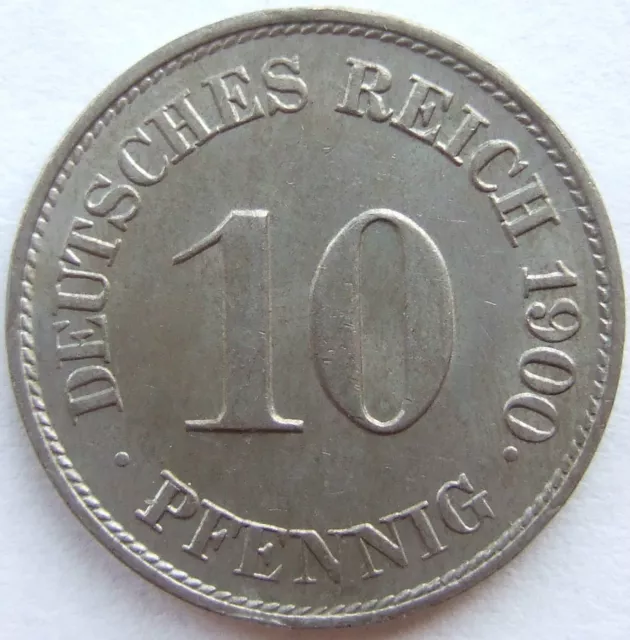 Moneta Reich Tedesco Impero Tedesco 10 Pfennig 1900 J IN Extremely fine /