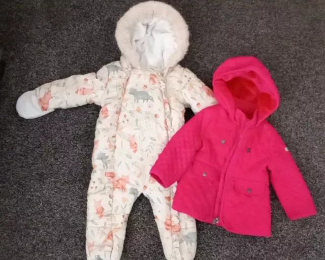 Baby Girls Lovely Snowsuit And Junior J Jacket 12-18 Months Excellent Con