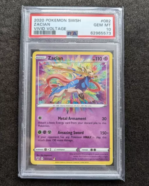 Zacian - 082/185 - Amazing Rare - SWSH Vivid Voltage - Graded PSA10 - Pokemon