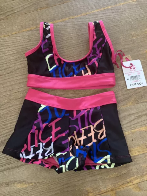 Justice Girl’s Size 5/6 XS Swimsuit, 2 Piece Colorblock Bikini NWT!