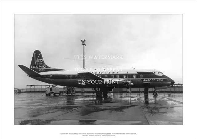 Ansett-ANA Vickers Viscount A3 Art Print – Essendon Airport – 42 x 29 cm Poster