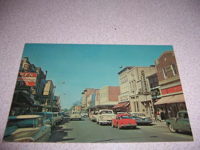 1960s EVANS STREET SCENE, DOWNTOWN, GREENVILLE NC. VTG POSTCARD