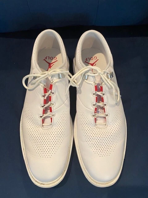 Michael Jordan spikeless golf shoes white with grey and red trim size 11.5
