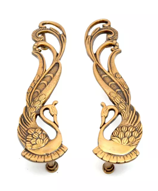 Peacock Design 11 Inches Brass Door Handle Pair Material  Brass Standard