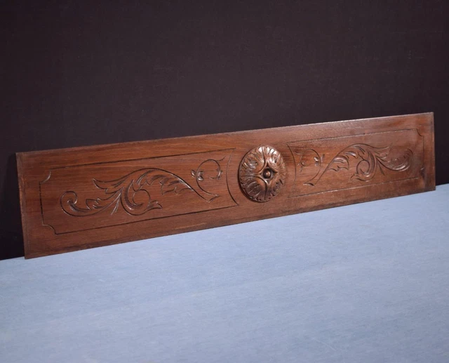 *40" French Antique Hand Carved Architectural Panel Solid Oak Wood Trim 3