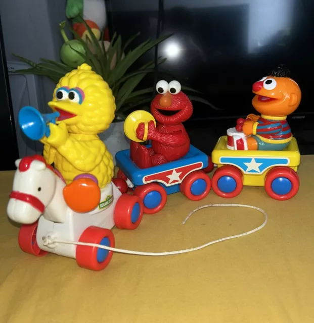 Vintage 1996 Tyco Sesame Street Pull Along Toy Train - Big Bird Elmo & Ernie ✅