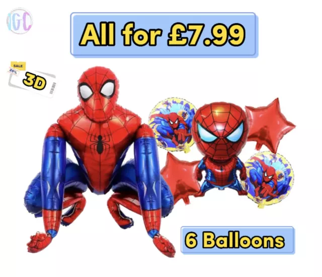SET PALLONCINI SPIDERMAN decorazione festa compleanno bambini 3D elio  Spider-Man EUR 11,39 - PicClick IT