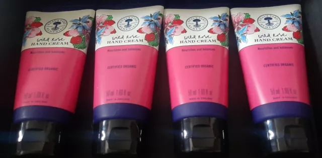 4 X Genuino Neal's Yard Remedios Crema De Manos Rosa Salvaje 50Ml X 4 Exp:02/2025