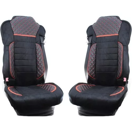 Premium Acolchado Negro Eco Piel Y Ante Fundas de Asiento para Scania R/S 2018