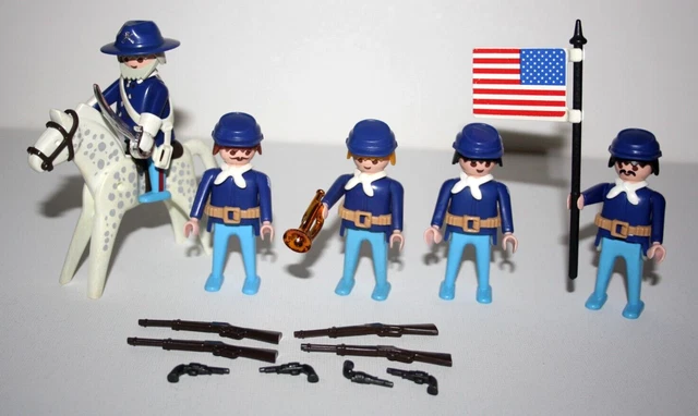 PLAYMOBIL GEOBRA 1974 soldat cavalerie US officier à cheval set 3485-B