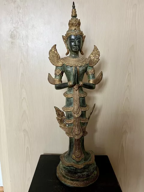 Stehender Buddha Thai Tempelwächter aus Bronze 58cm