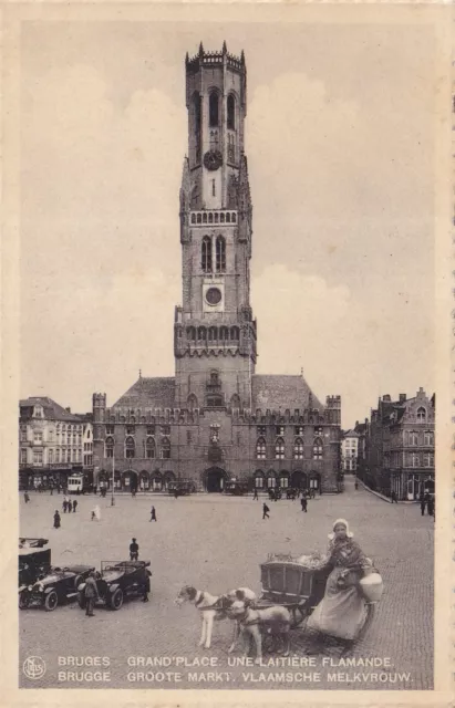 Carte postale ancienne postcard BELGIQUE BRUGES BRUGGE laitière flamande chiens