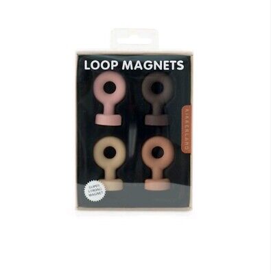 Kikkerland Set Of 4 Loop Fridge Super Strong Magnets Colourful Note Holders Gift