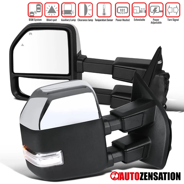 FIT 20172019 F250 Chrome Power Heat Tow Mirror+Temp+Clear LED Signal