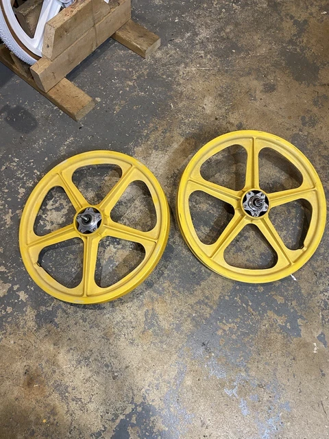 Yellow bmx sales mag wheels