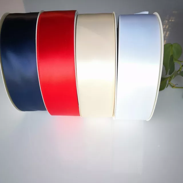 Satin Ribbon White Ivory Red Navy  Decorate Wedding Car 50mm x 10m  Single Side