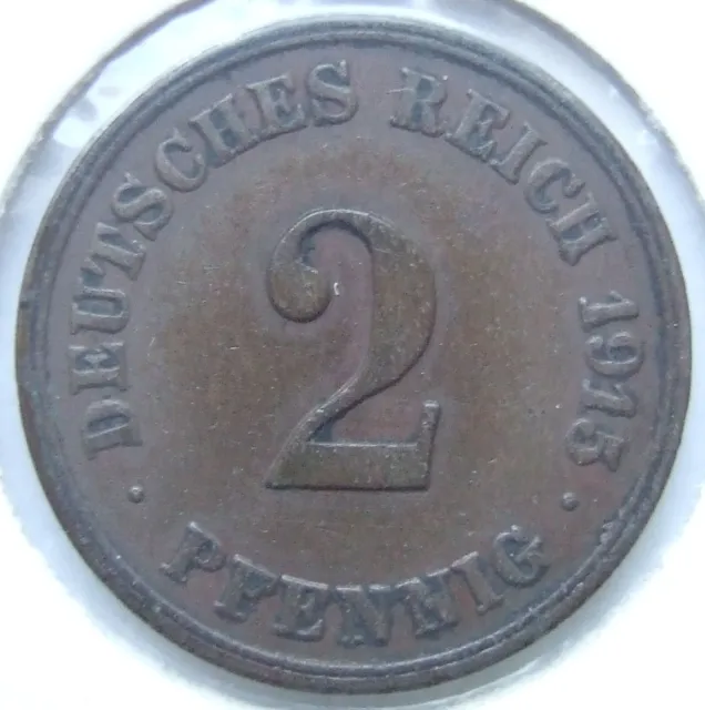 Moneta Reich Tedesco Impero 2 Pfennig 1915 E IN Very fine / Extremely