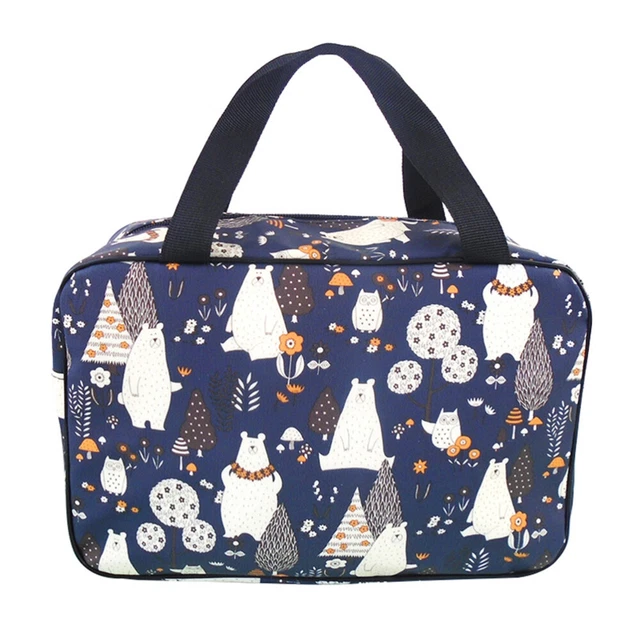 1 pieza Bolsa de tocador portátil Bolsa de baño impermeable Patrón de oso polar plegable grande