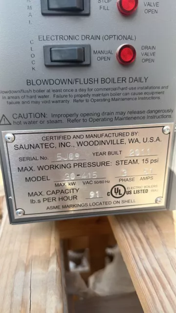 SAUNATEC / AMEREC ai SERIES STEAM BOILER MODEL : 30-415 NEW SAUNATEC / AMEREC ai SERIES STEAM BOILER MODEL : 30-415 NEW