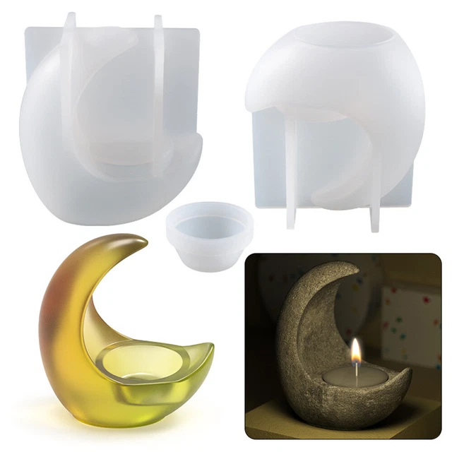 3D Kerzenständer Silikonform Mond Epoxy Gießform Kerzenhalter DIY Craft Ornament
