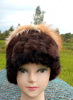 Original womens winter hat made of mink. handmade. fashion hat.natural fur.mink