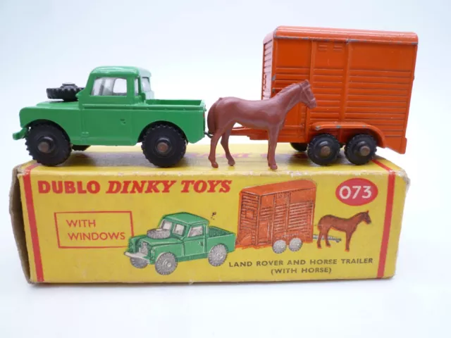 Vintage Dublo Dinky Toys 073 Land Rover & Horse Trailer Set Issued 1960