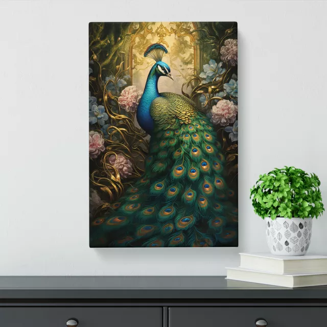 Peacock Victorian Canvas Wall Art Print Framed Picture Decor Living Room Bedroom 3