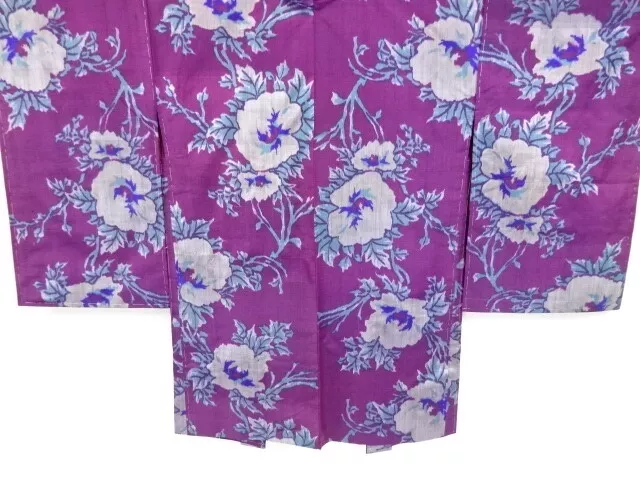 79673# Japanese Kimono / Antique Haori / Meisen / Woven  Flowers