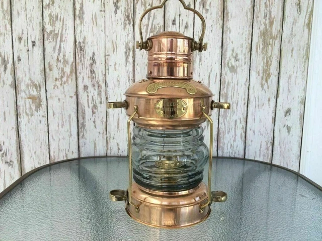 Lampe Messing & Kupfer Anker Öllampe Nautisch Maritim Schiff Boot Licht 14''