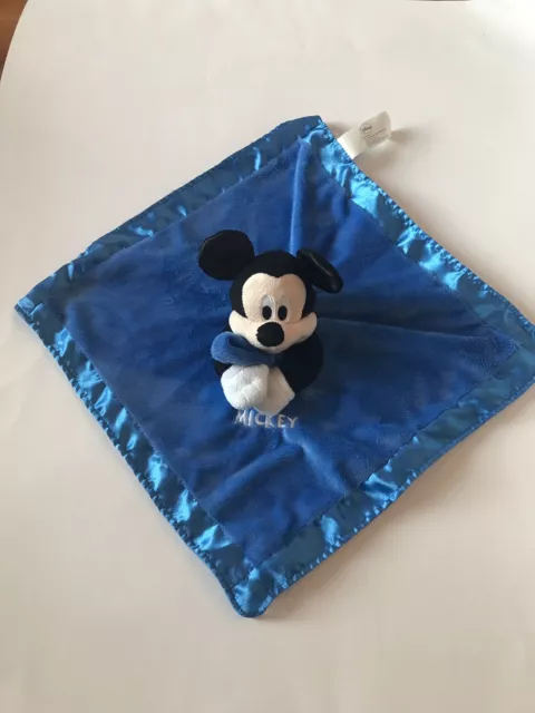 Disney Baby MICKEY MOUSE Blanket Blue Lovey Security Rattle Snuggle Gift EUC 2