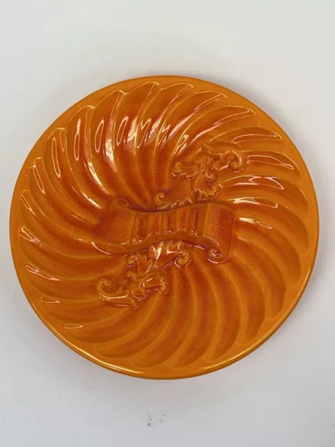 Vintage Haeger Ashtray 1038-H Mid Century USA Atomic Orange Swirl MCM Pottery 9”
