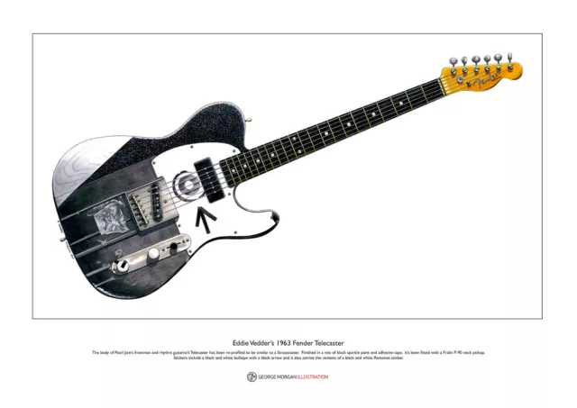 Eddie Vedder's Fender Telecaster guitar Limited Edition Fine Art Print A3 size