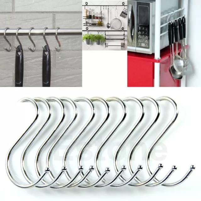 Powerful Silver S 10pcs Stainless Steel Kitchen Hanger Hooks Clasp Holder