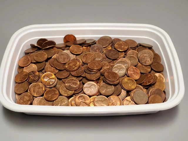 Large Unsearched Mixed Lot of AU/BU Wheat Lincoln Pennies  5 POUNDS