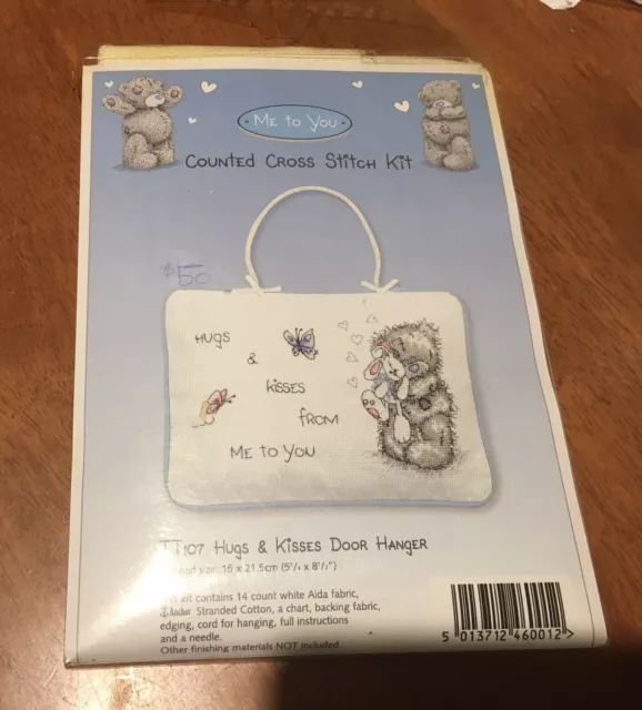 tatty teddy cross stitch Kit Hugs And Kisses Door Hanger