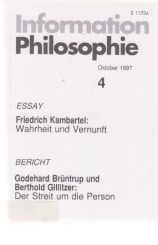 Wahrheit und Vernunft ... (u.a.). Nr. 4 / 1997. Information Philosophie (Zeitsch