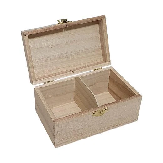 Bare Holzkiste 15x9cm - 2 Fächer #8497